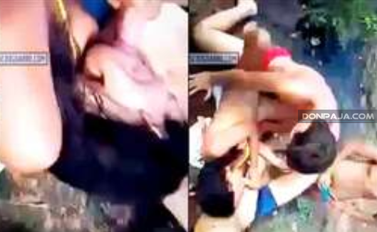 jovencita colegiala se va de pinta con sus compañeros y la cogen en el rio