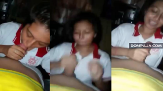 colegiala de secu dandole tremenda mamada al novio