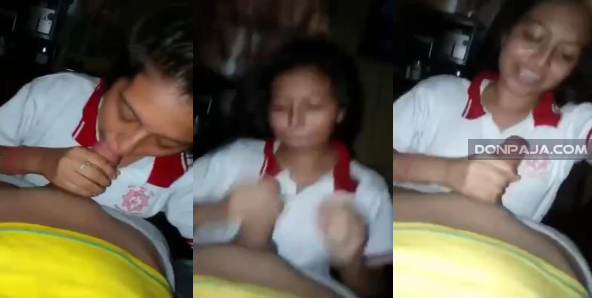 colegiala de secu dandole tremenda mamada al novio