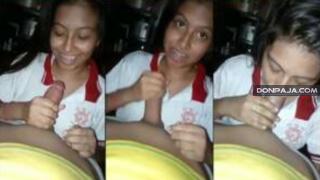 colegiala de secu dandole tremenda mamada al novio