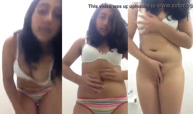 chavita adolescente le da pena quitarse toda la ropa mientras que se graba