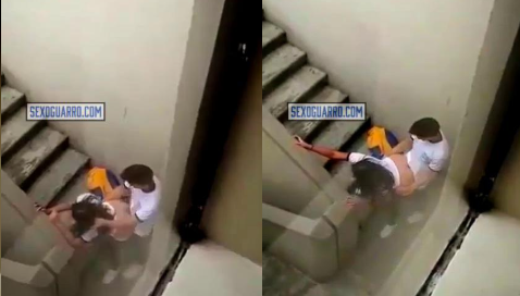 graban a alumnos de prepa cogiendo en las escaleras del colegio