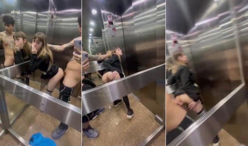 novia putita se deja coger dentro del elevador y hasta se graban
