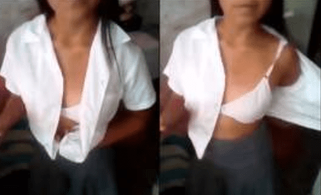 colegiala de prepa flaquita se quita toda la ropa frente a su amigo y la graba