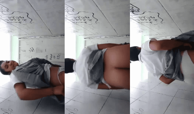 morrita colegiala de prepa se baja los calzones en los baños de la escuela