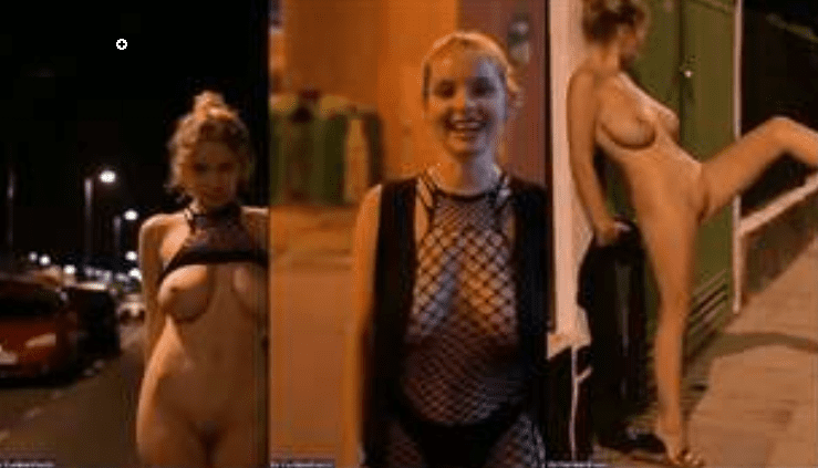 hermosa jovencita exhibicionista le encanta salir a las calles y que el novio la grabe desnuda