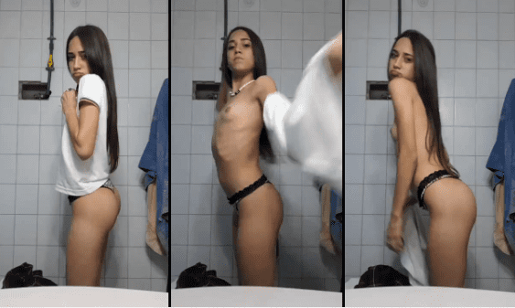 morrita flaquita super putita se graba desvistiendose en el baño