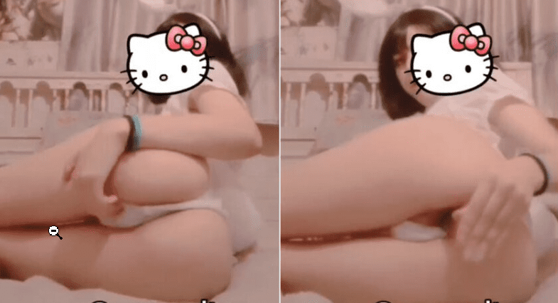 la jovencita colegiala se hace de lado el calzon para tocarse la vagina mientras se graba