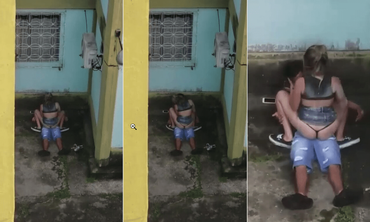 parejita de novios adolescentes los graban cogiendo en la calle