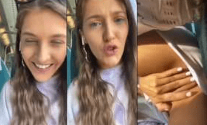 fresita enseñando la panochita en el camion