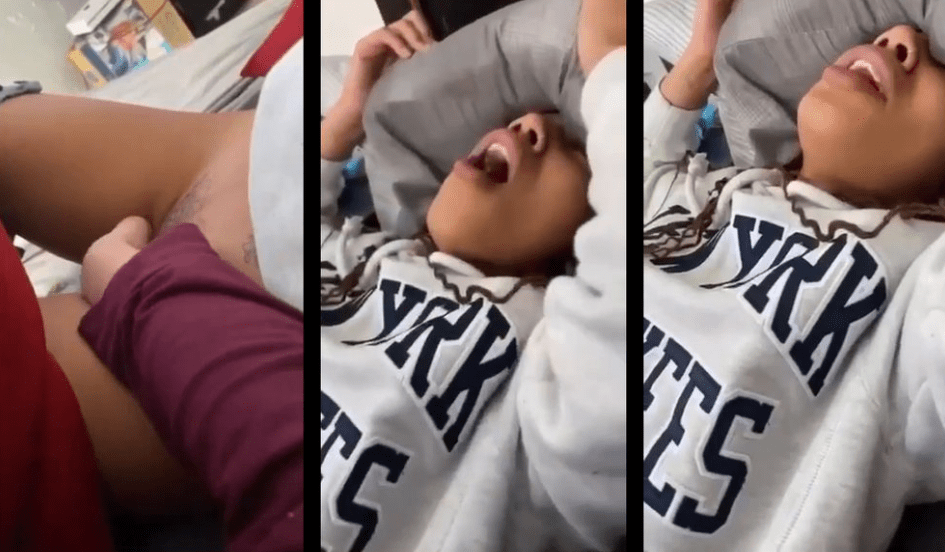 morrita cachonda se graba tocandose en su cama